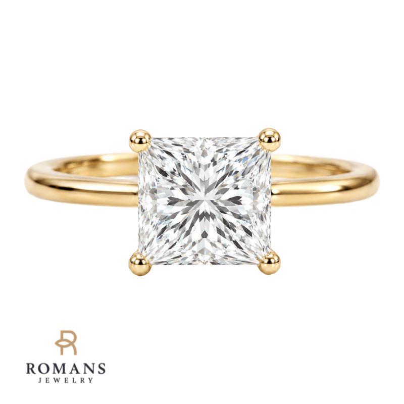 Isleana Solitaire 1.50CT Princess Natural Diamond Ring 14K Yellow Gold