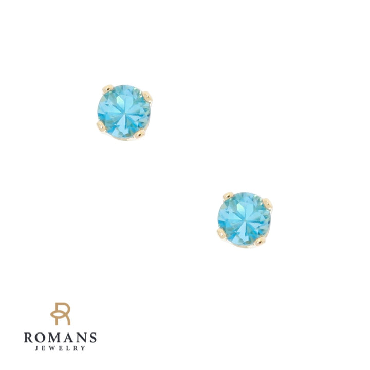 Blue Topaz Studs 14K Yellow Gold .20CTW