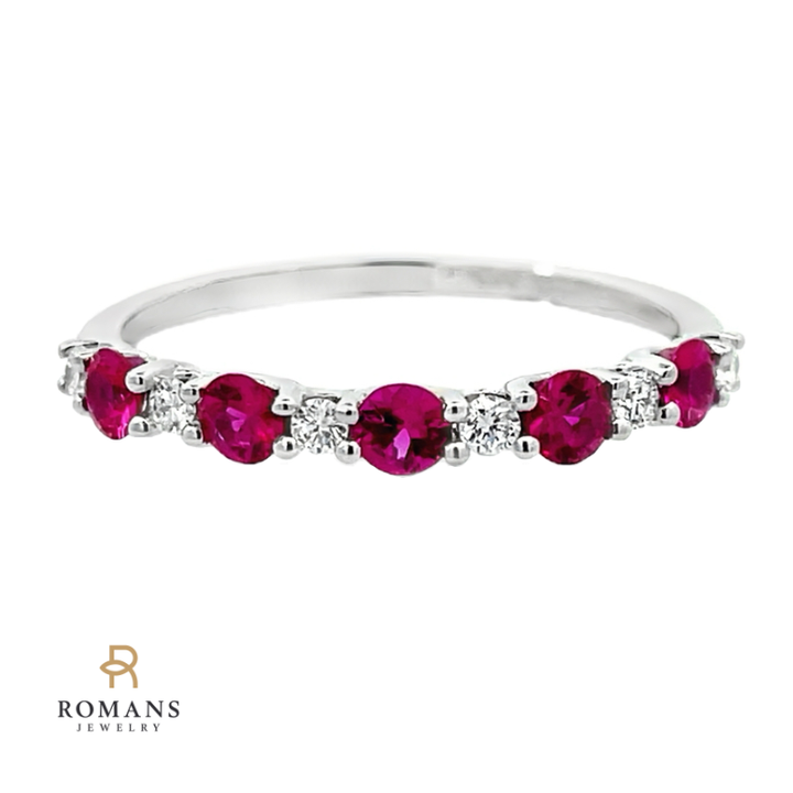 Ruby Diamond Band 14K White Gold 0.56 CTW