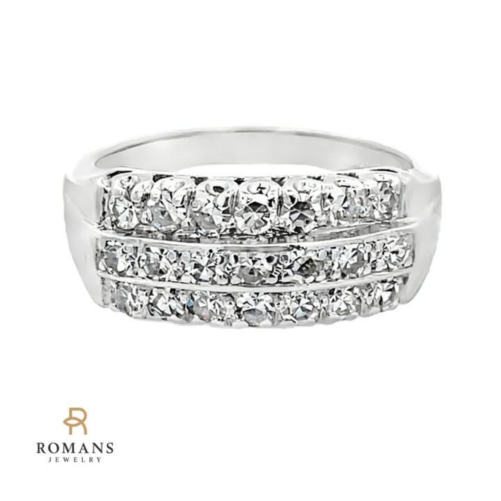 Vintage Single Cut Diamond Band Platinum .63CT