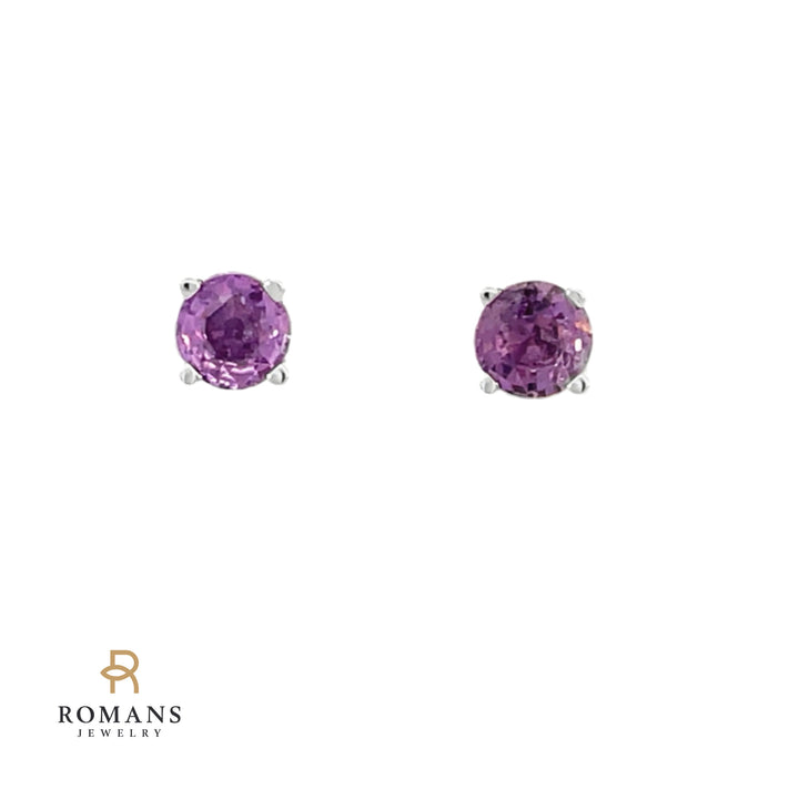 Light Purple Sapphire Stud Earrings 14K White Gold 1.20ct