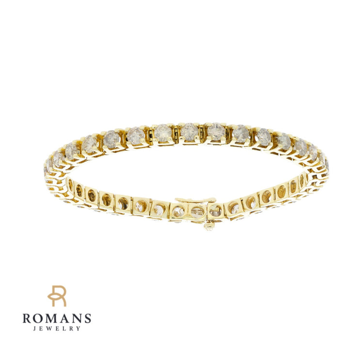 Champagne Diamond Tennis Bracelet 14K Yellow Gold 7.70CT