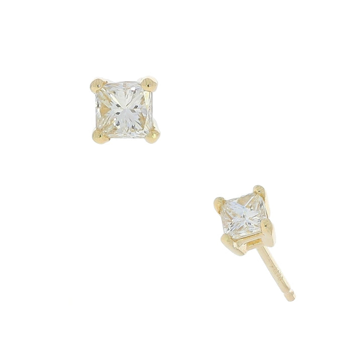 Princess Cut Diamond Stud Earrings 14K Yellow Gold .33CTW