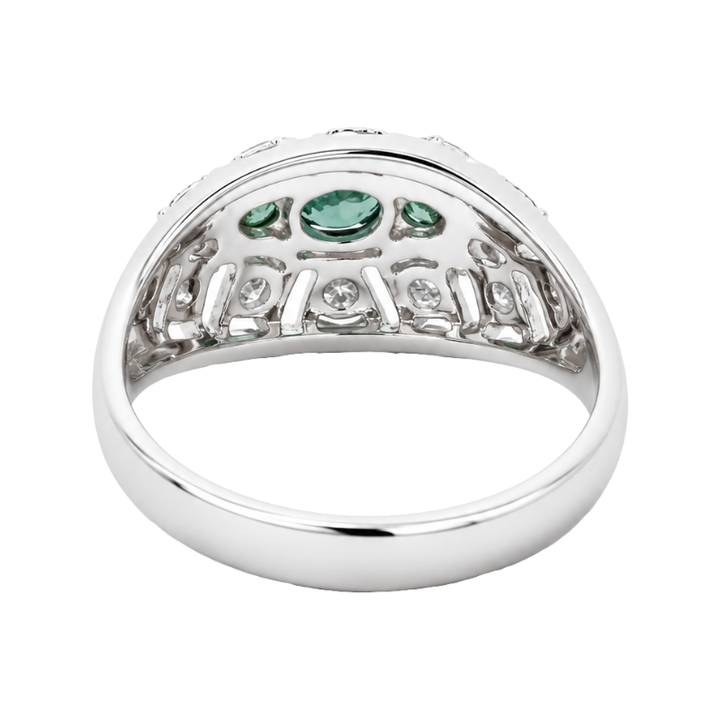Lab Alexandrite &amp; Diamond Filigree Halo Ring 14K White Gold