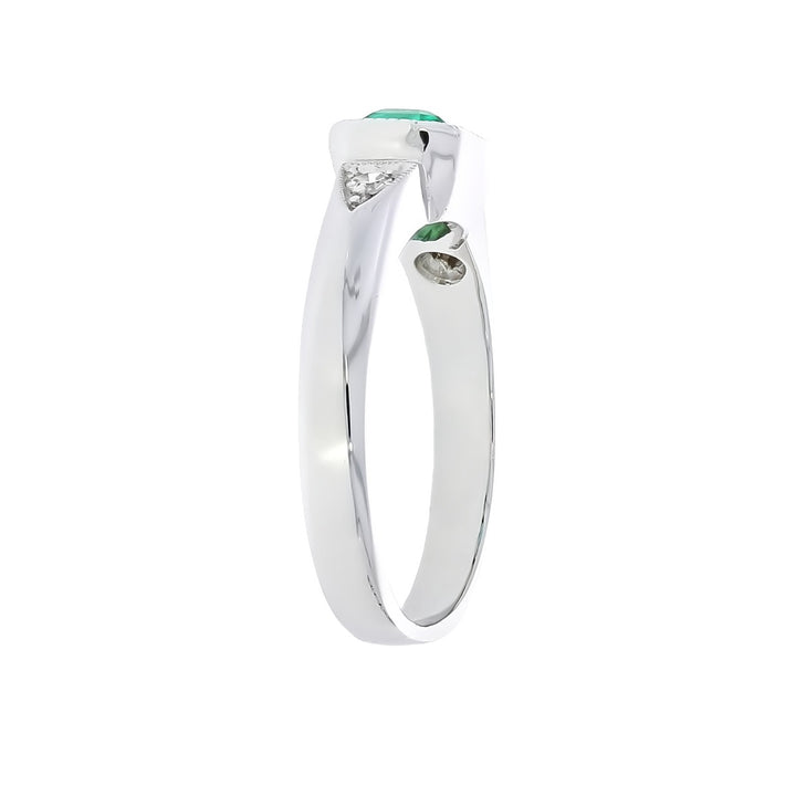 Emerald & Diamond 18K White Gold Ring 0.65 CT