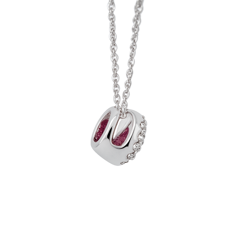 Elegant Ruby & Diamond Halo Pendant 14K White Gold .32CTW