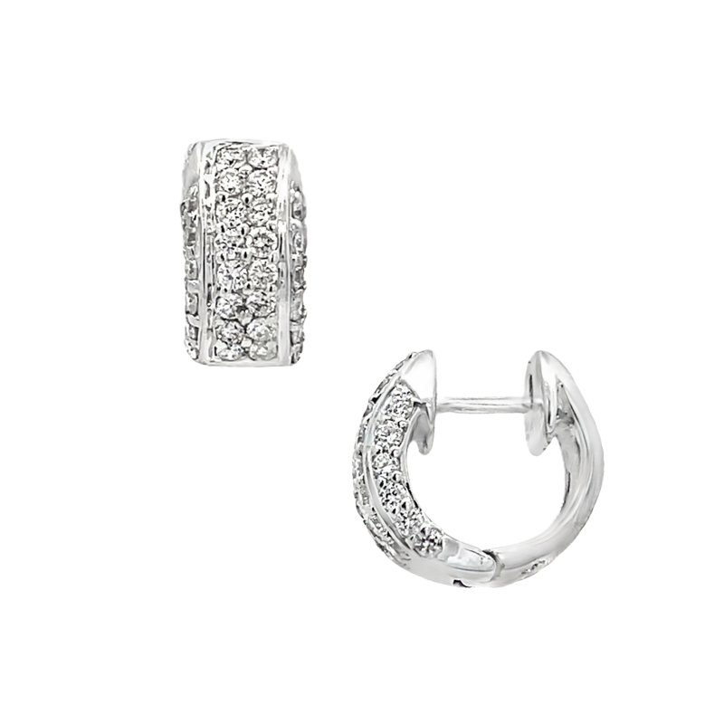 Diamond Huggie Hoops 18K White Gold .50CTW