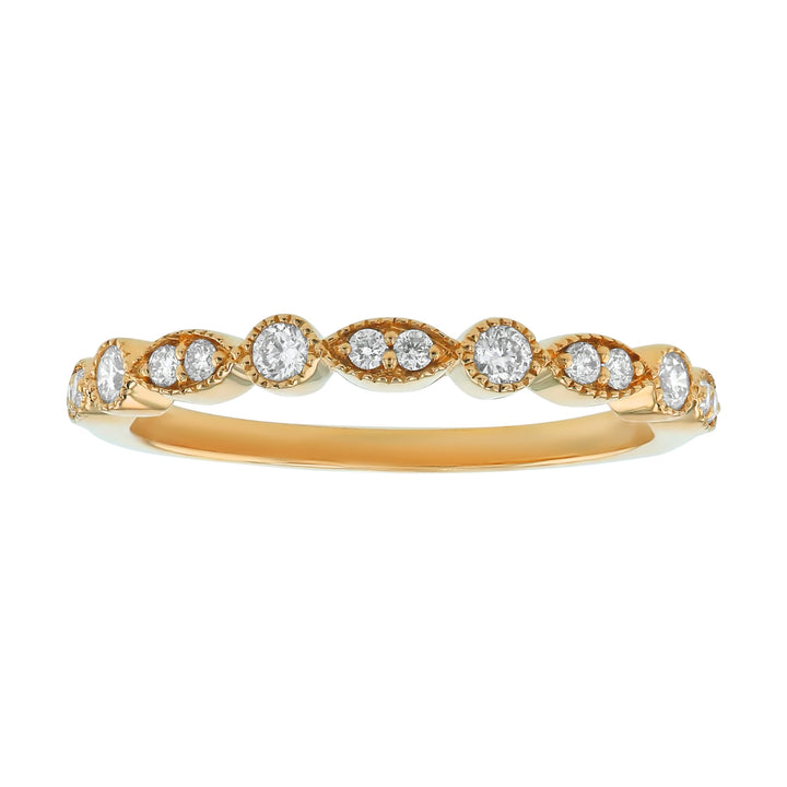 Diamond Marquise Style Milgrain Band .18CTW