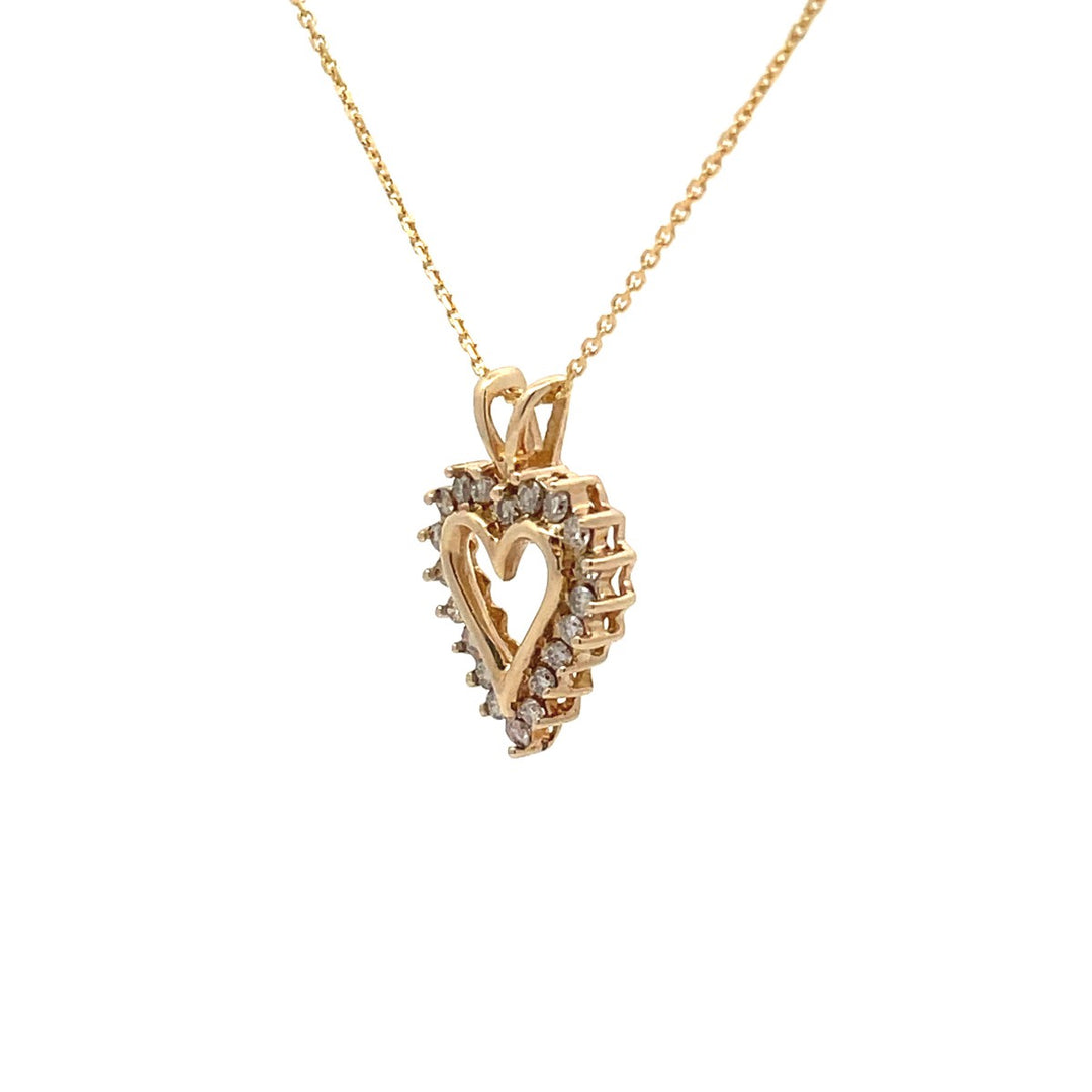 Diamond Heart 10K Yellow Gold Pendant 0.25 CT