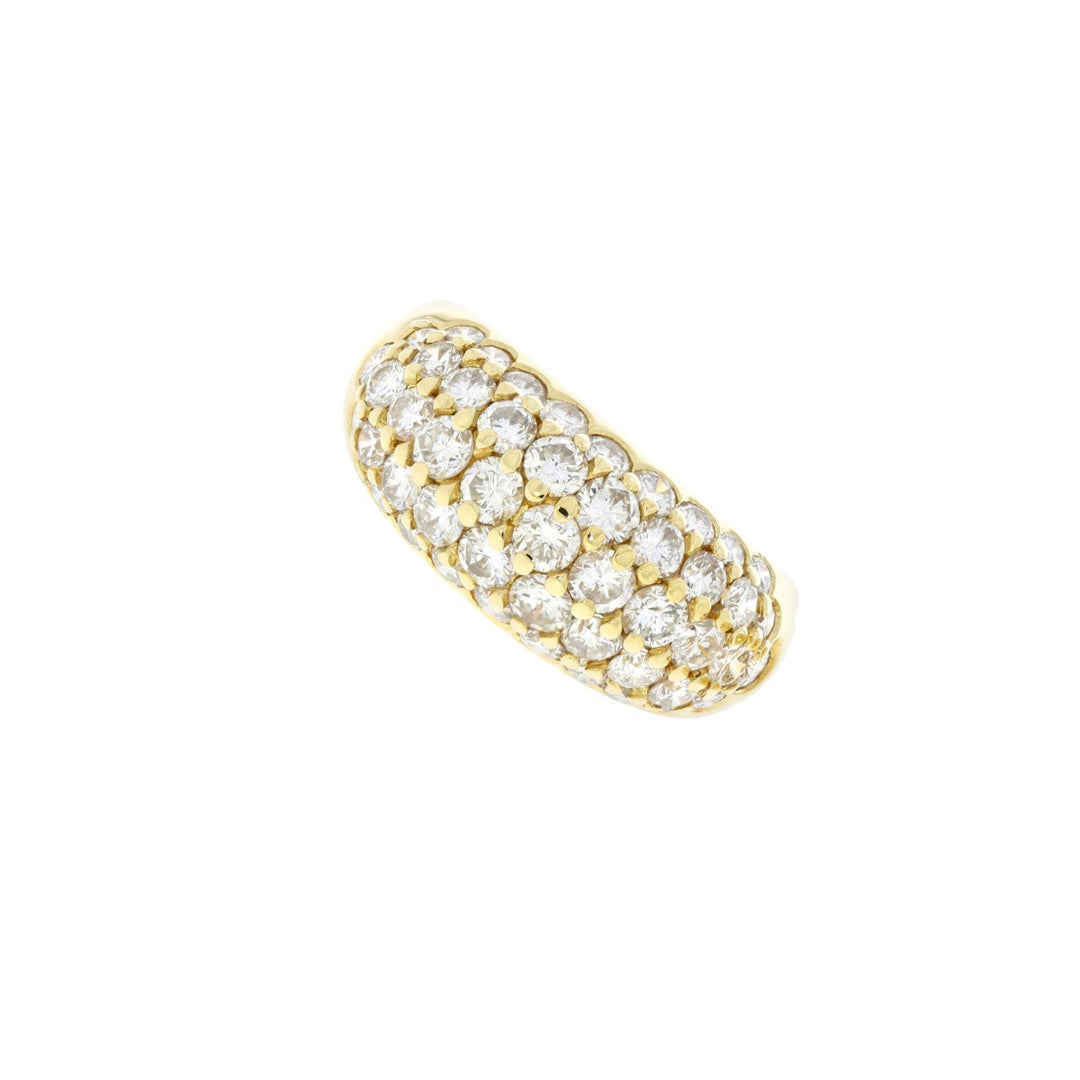 Diamond Dome Cluster 18K Yellow Gold Band 2 CT