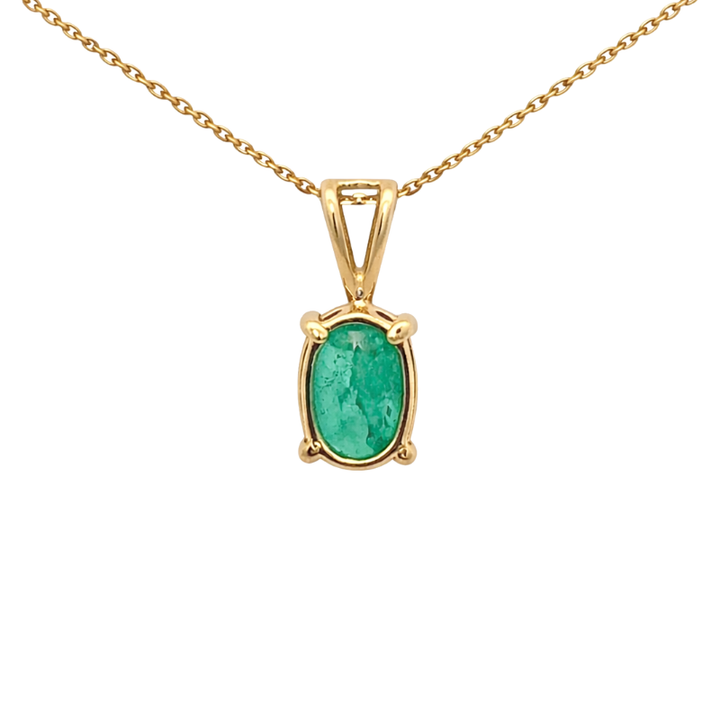 Oval Emerald Pendant 14K Yellow Gold .66CT