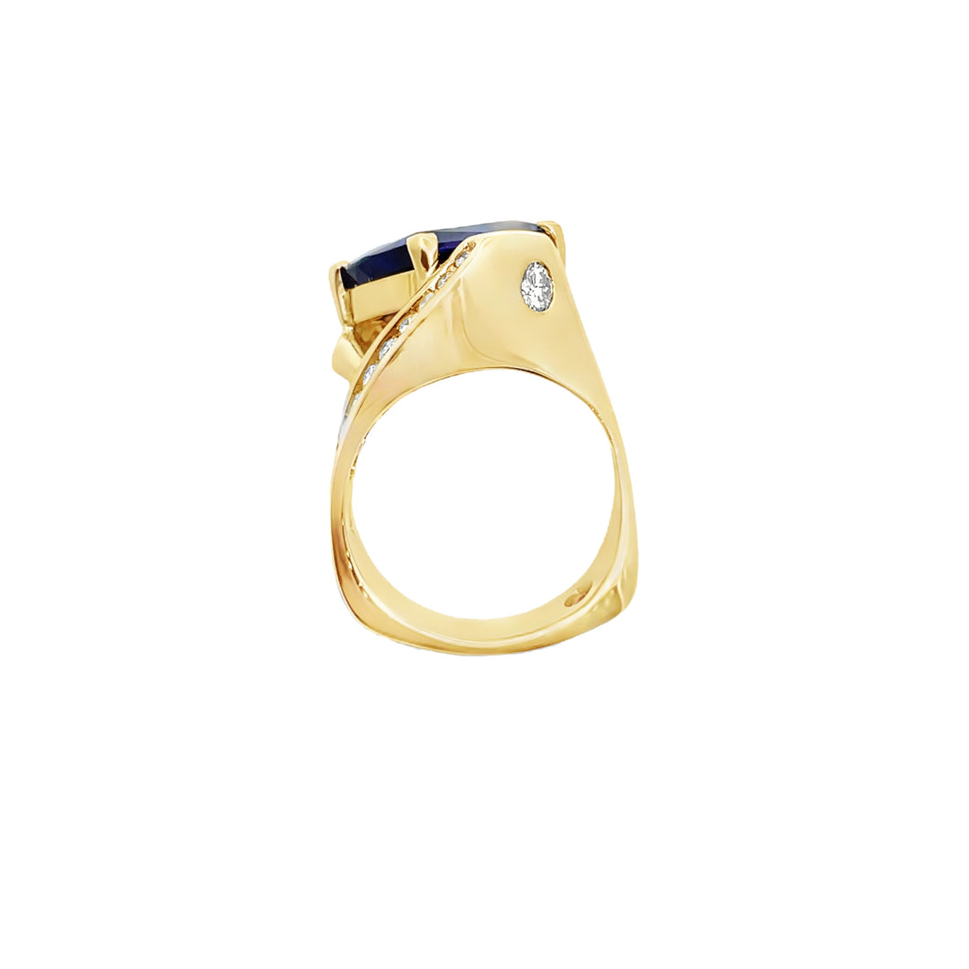 Tanzanite Diamond Ring 14K Yellow Gold 12.45CT GIA