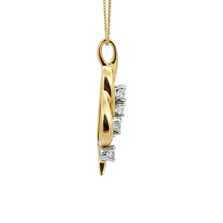 Drop Leaf Diamond Pendant 14K Two Tone .81CTW