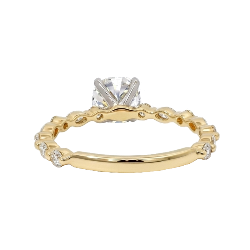 Liora Side Stone 1CT Round Natural Diamond 14K Two Tone