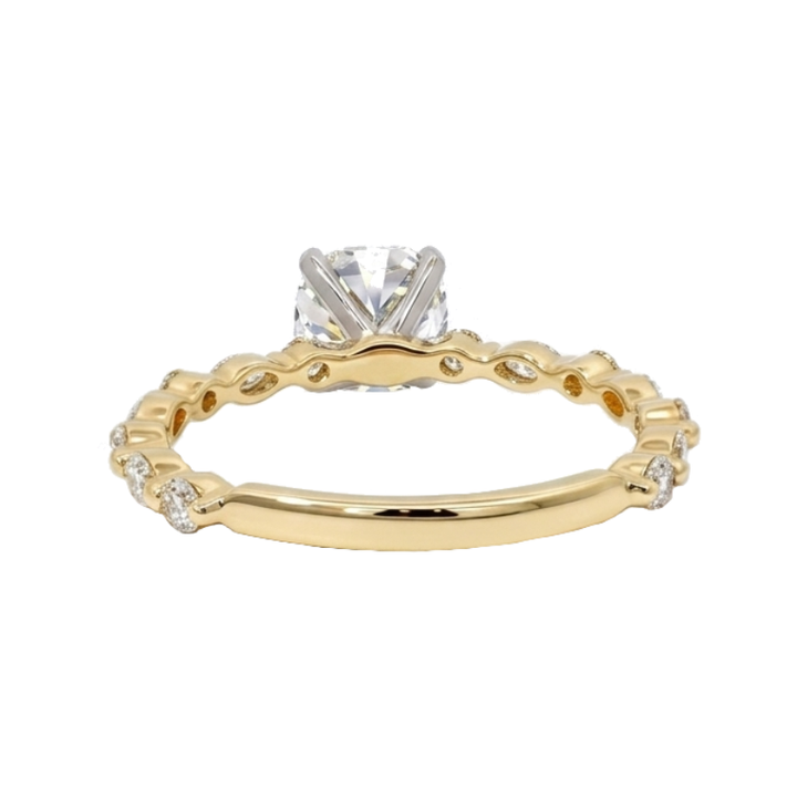 Liora Side Stone 1CT Round Natural Diamond 14K Two Tone