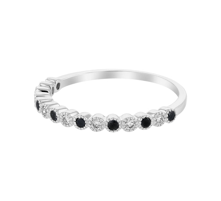 Diamond & Black Diamond Milgrain Band 14K White Gold .25 CTW