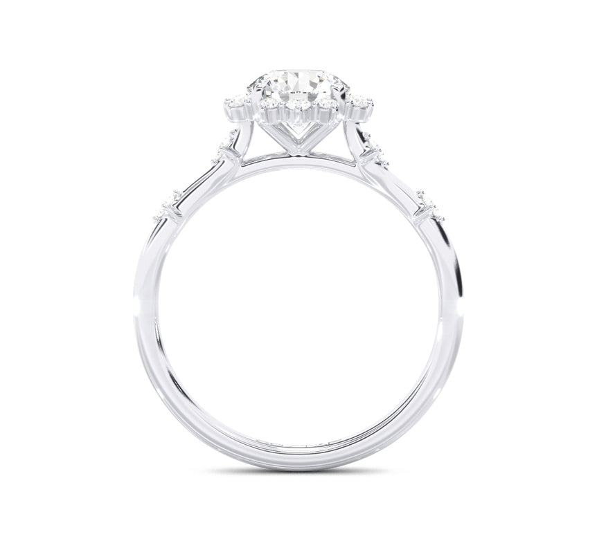 Cubic Zirconia Diamond Engagement Setting 14K White Gold