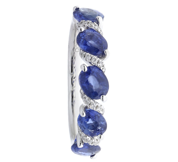 Sapphire Diamond Band 14K White Gold 2.16 CTW