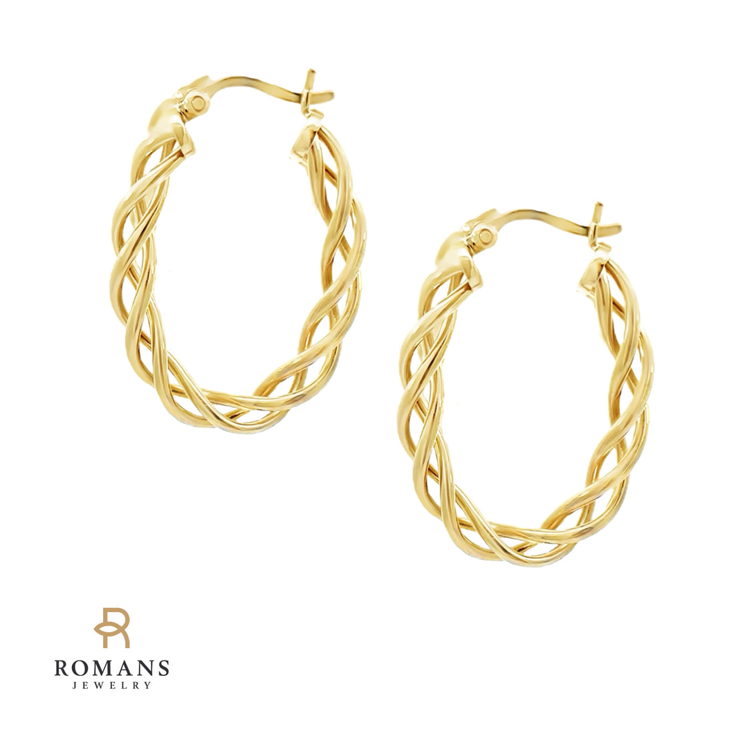 Twisted Hoop Earrings 14K Yellow Gold