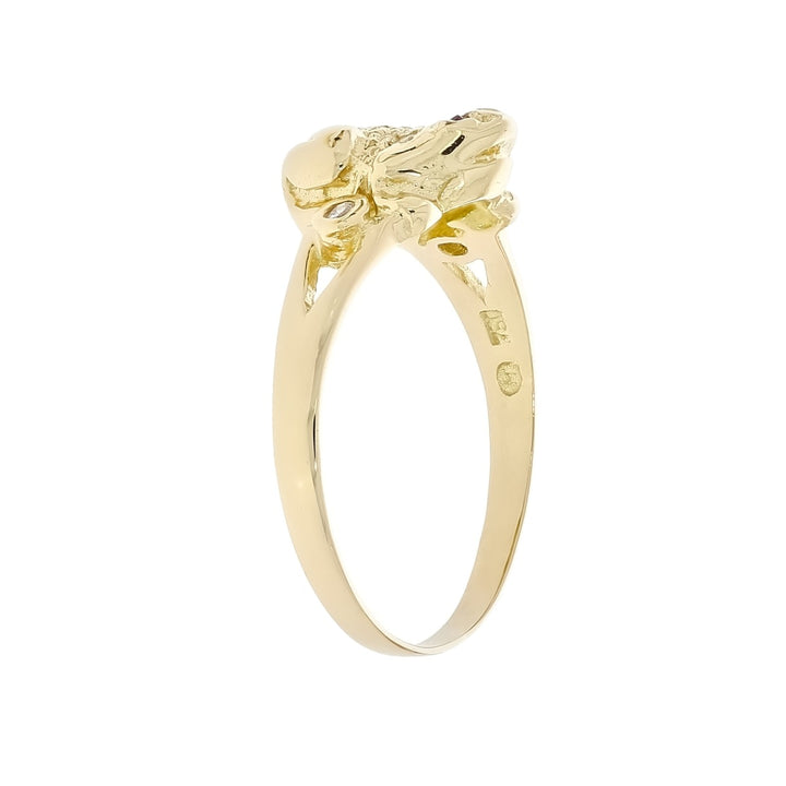 Ruby Diamond Frog Ring 18K Yellow Gold