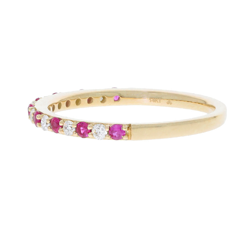Ruby Diamond Band 14K Yellow Gold .20 CTW