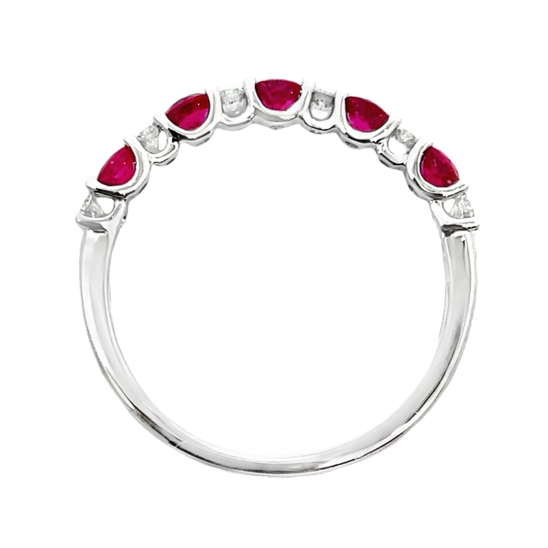 Ruby Diamond Band 14K White Gold 0.56 CTW