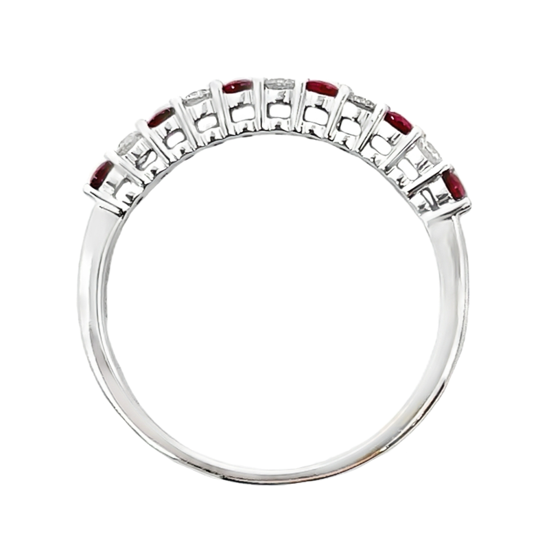 Ruby Diamond Band 14K White Gold 0.39CT