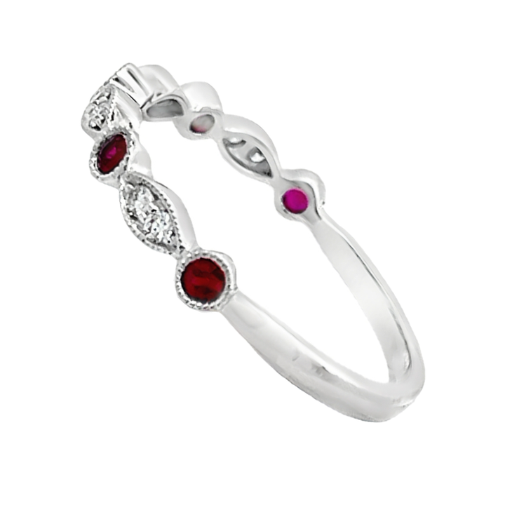 Ruby Diamond 14K White Gold Band