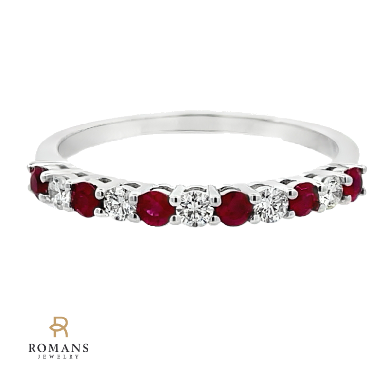 Ruby Diamond Band 14K White Gold 0.39CT