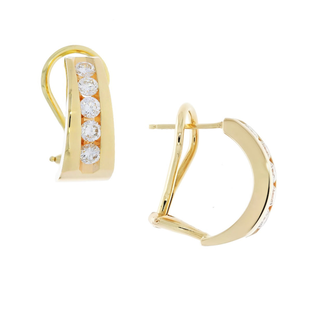 Diamond Hoop Earrings 14K Yellow Gold 1.20CT