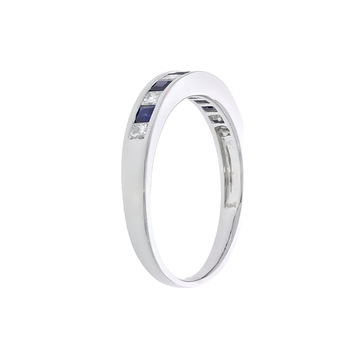 Sapphire Diamond Band 18K White Gold