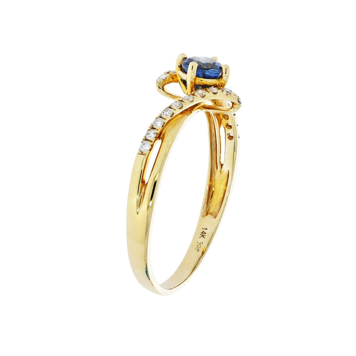 Sapphire Diamond Ring 14K Yellow Gold .37 CTW