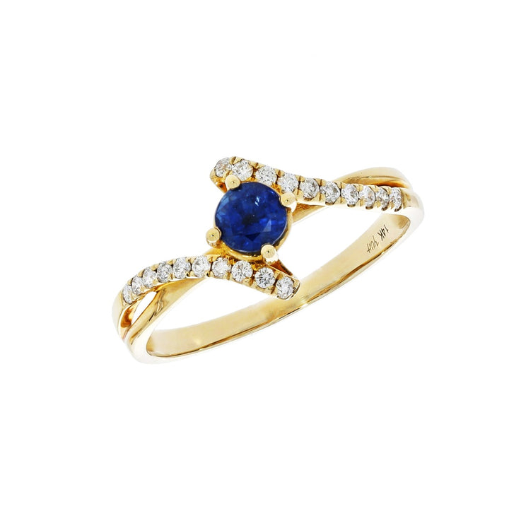 Sapphire Diamond Ring 14K Yellow Gold .37 CTW