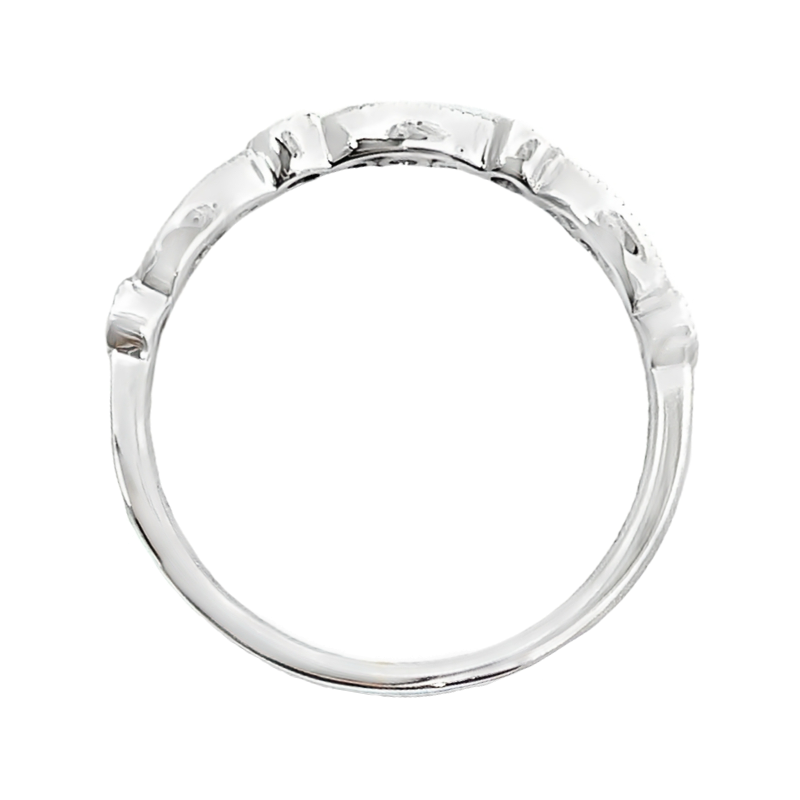 Sapphire Diamond Milgrain Band 14K White Gold