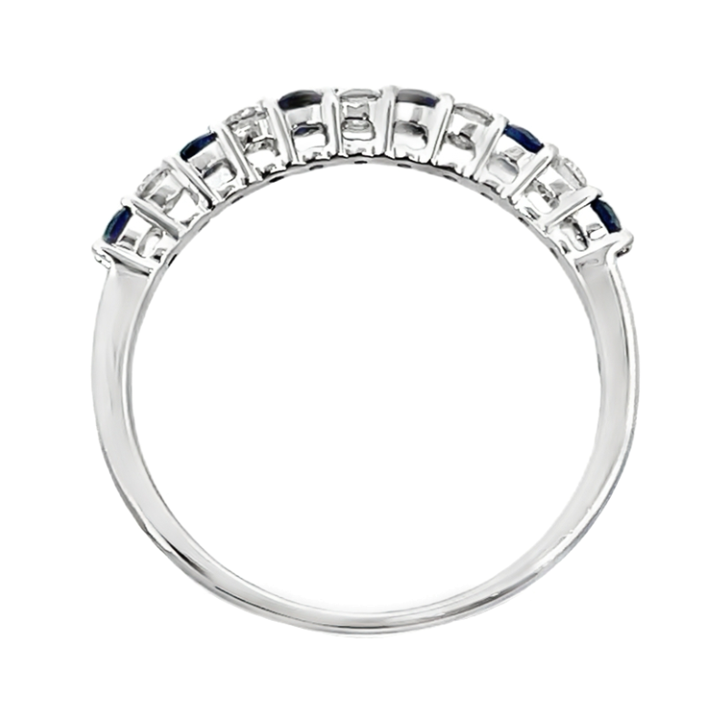 Sapphire Diamond Classic Band 14K White Gold 0.24 CT