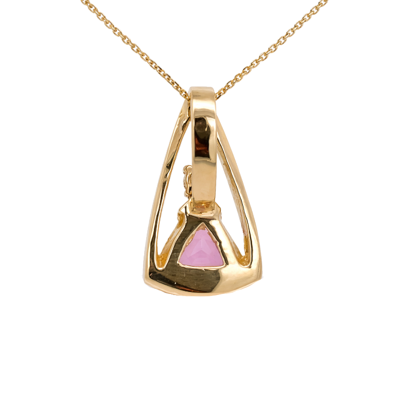 Pink Tourmaline & Diamond Slider Pendant 14K Yellow Gold 2CT