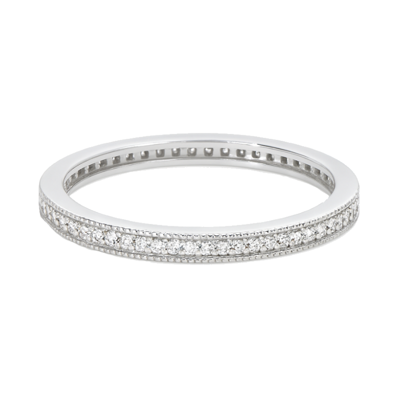 Milgrain Diamond Eternity Band 14K White Gold .10CTW