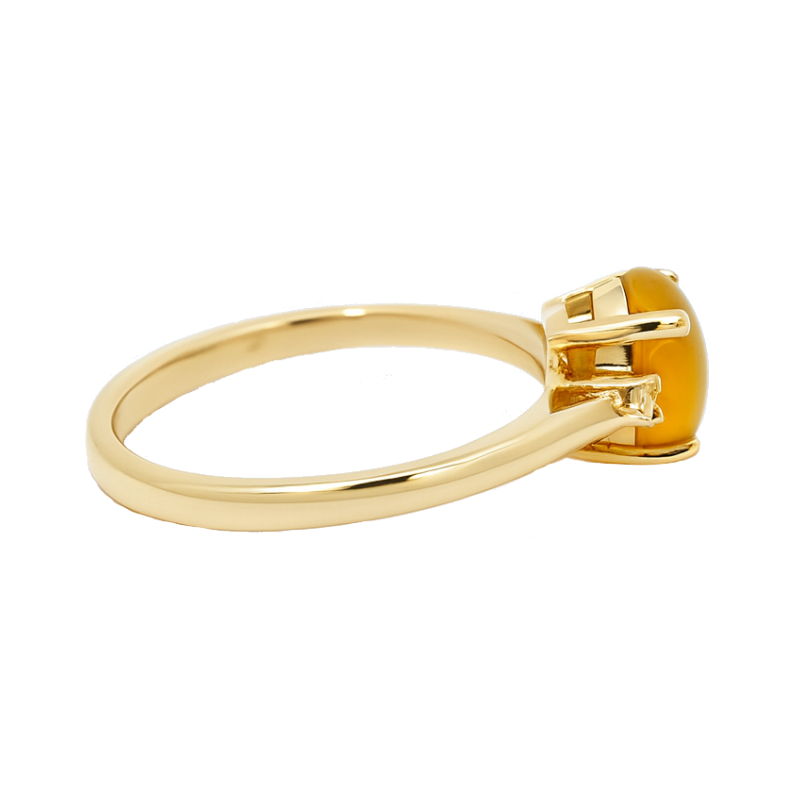 Ethiopian Opal Diamond Ring 14K Yellow Gold