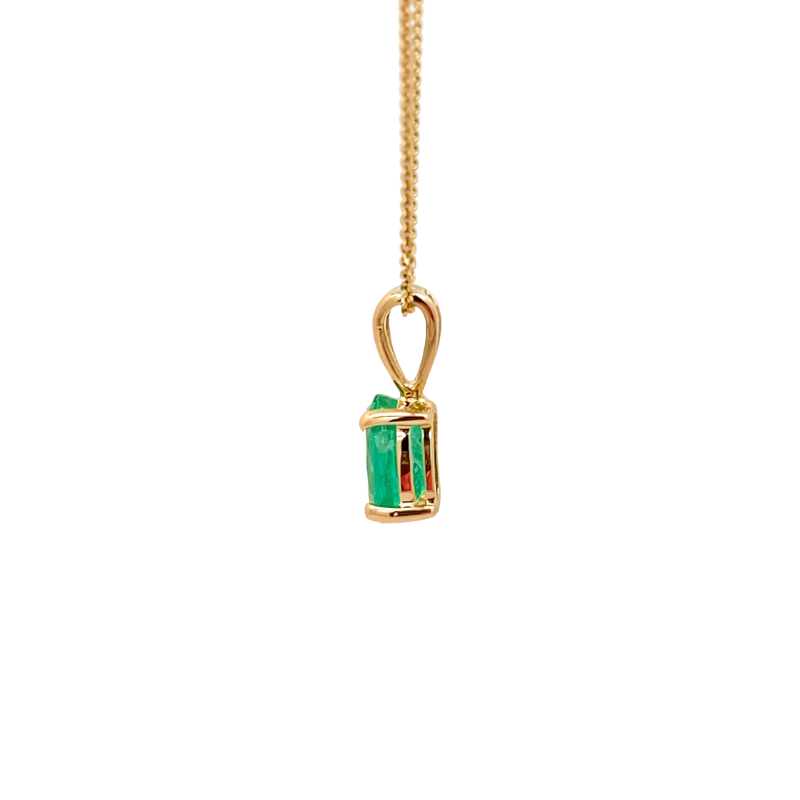 Oval Emerald Pendant 14K Yellow Gold .66CT