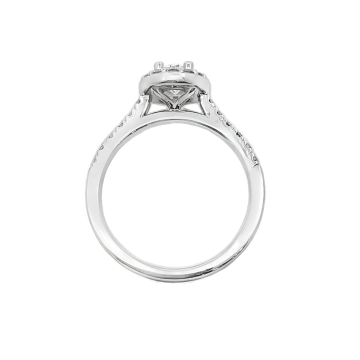 Lab Grown Oval Diamond Halo 14K White Gold Engagement Ring