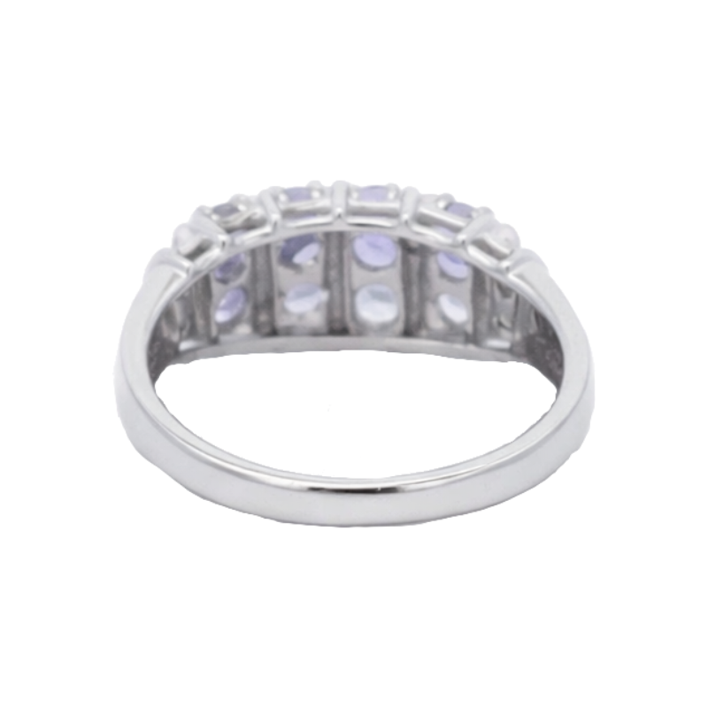 Tanzanite Diamond Cluster Ring 10K White Gold .86CTW