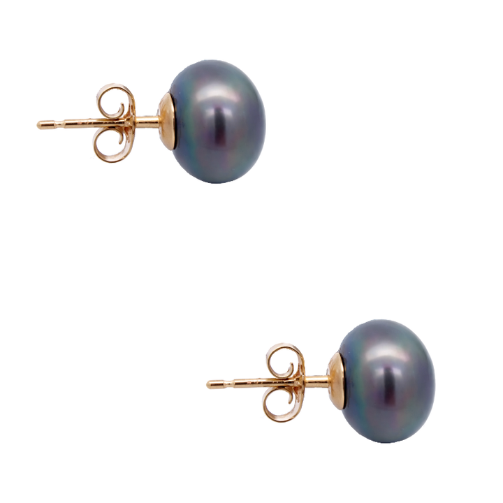 Tahitian Pearl Stud Earrings 14K Yellow Gold