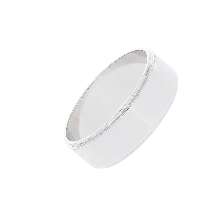 Stepped Edge Flat 8MM Band 14K White Gold