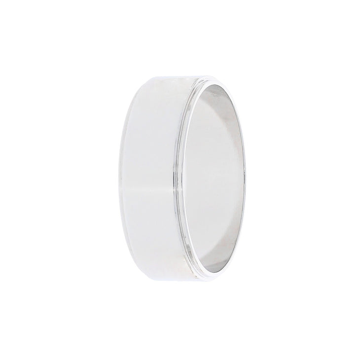 Stepped Edge Flat 8MM Band 14K White Gold