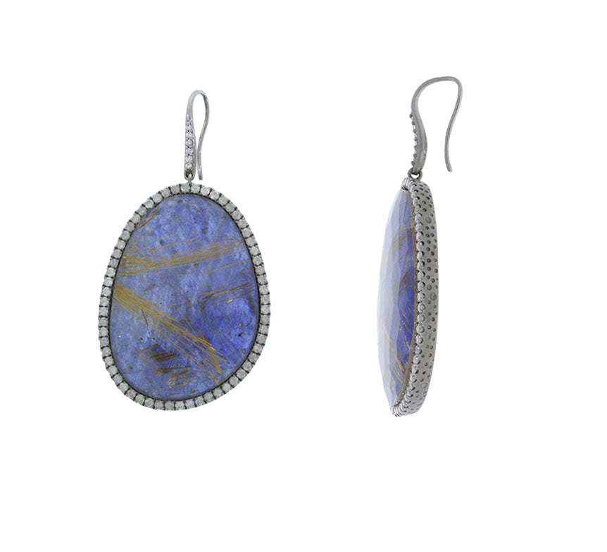 Diamond & Quartz Doublet Sterling Dangle Earrings