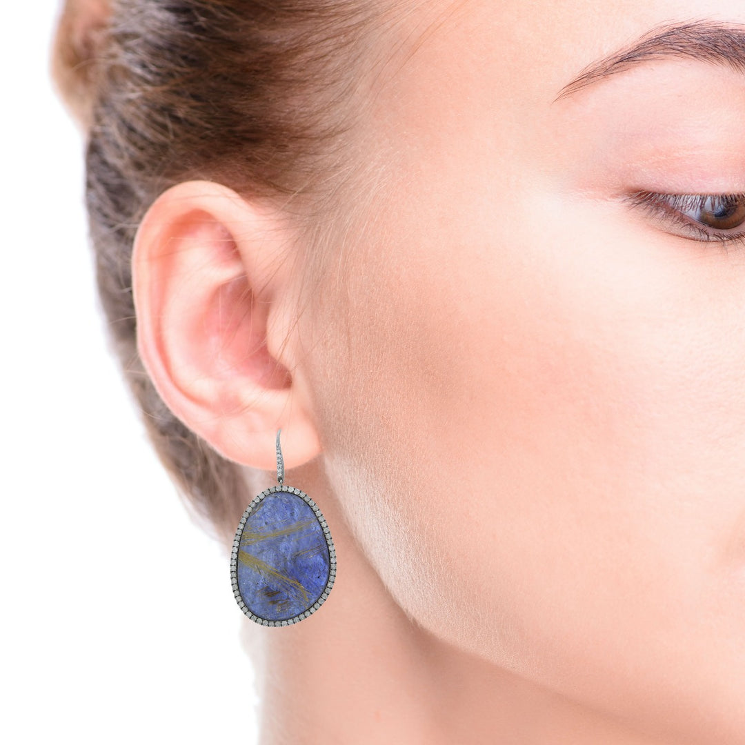 Diamond & Quartz Doublet Sterling Dangle Earrings
