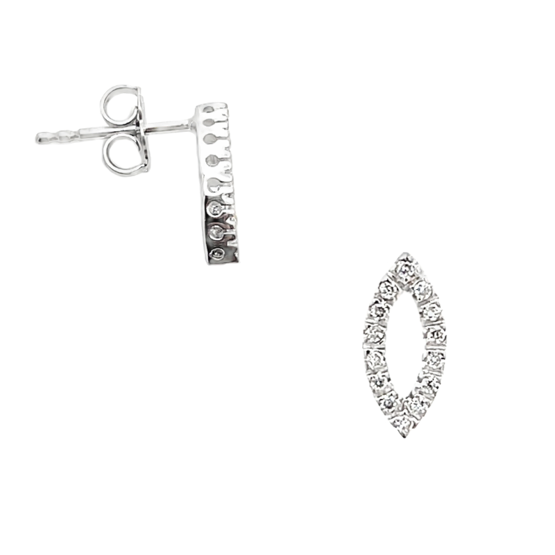 Diamond Marquise Shaped Stud Earrings 18K White Gold .25CTW