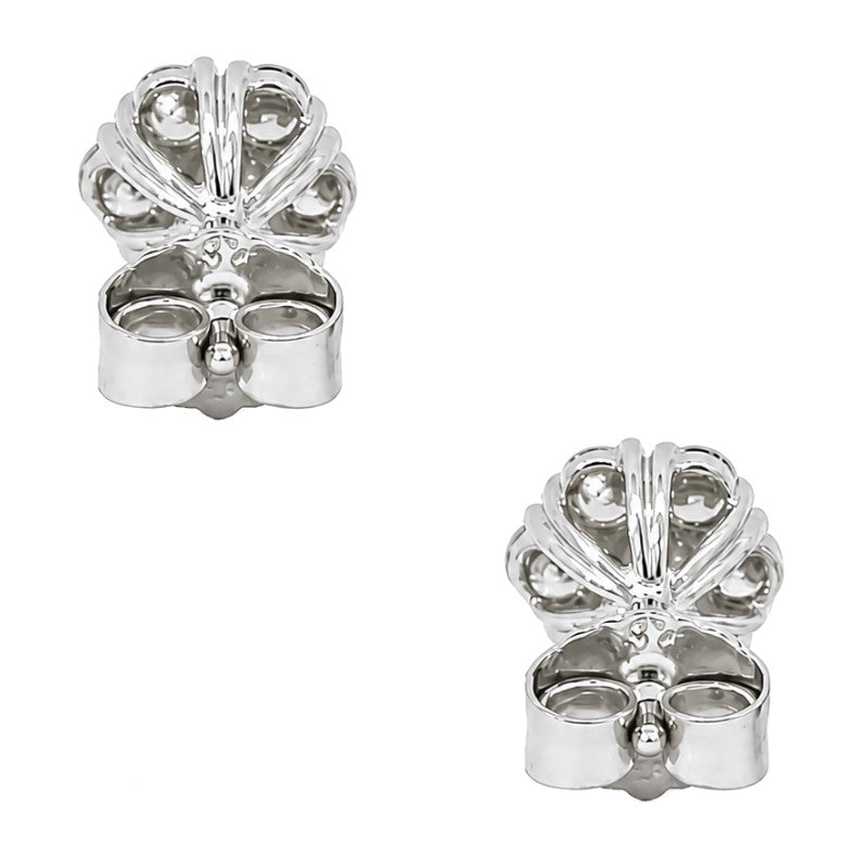 Cluster Natural Round Diamond Stud Earrings .50CTW 18K White Gold