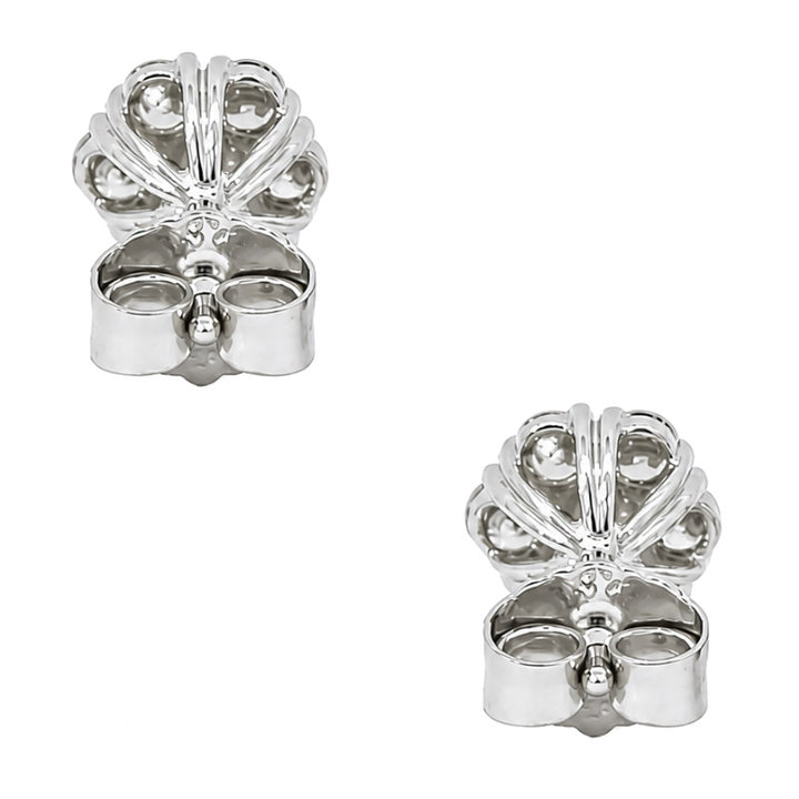 Cluster Natural Round Diamond Stud Earrings .50CTW 18K White Gold