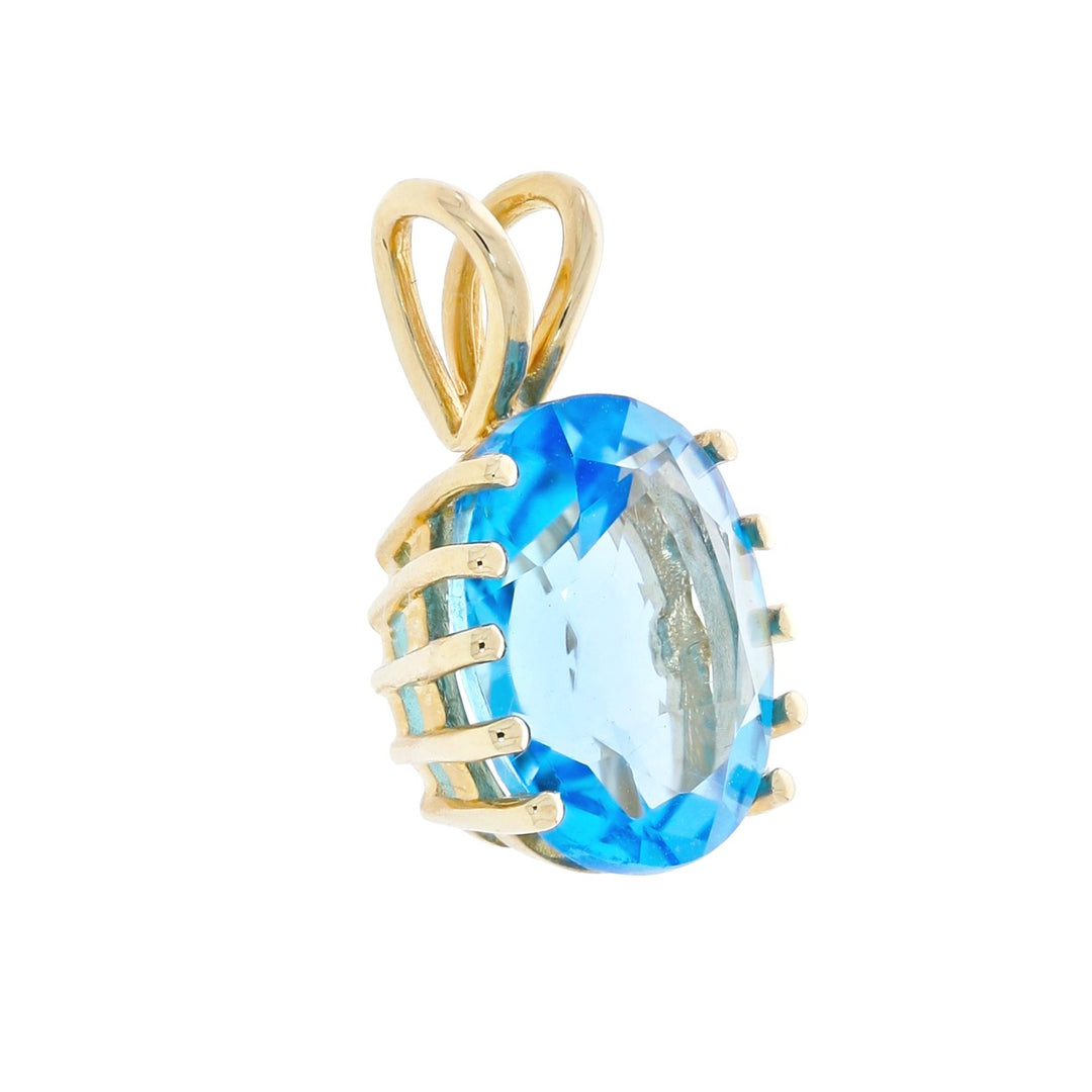 Swiss Blue Topaz Pendant 14K Yellow Gold 5.62CTW